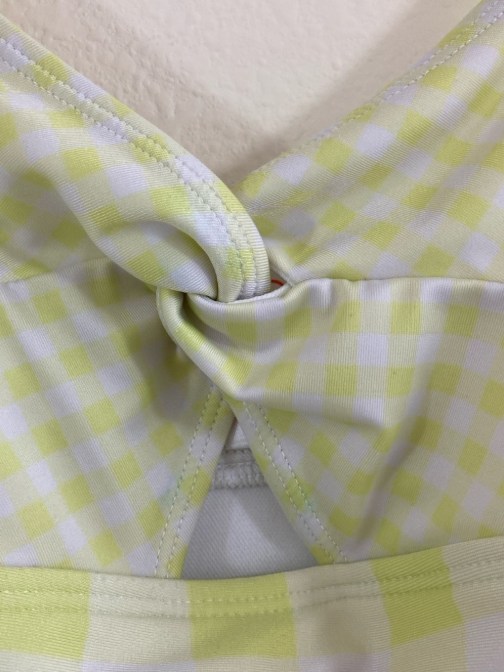 Cat & Jack Yellow White Gingham One-Piece Swimsuit Twist Front - Picture 2 of 8
